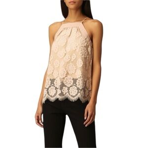 Doe & Rae NWT Blush Pink Lace Halter Sleeveless Spaghetti Tank Top Size Medium